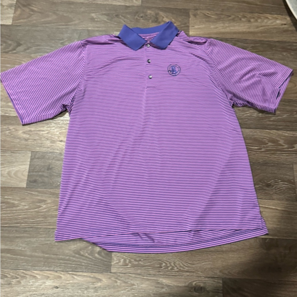 Purple Striped Men's Golf Polo Shirt XL